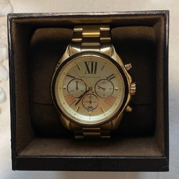 NEW WITHOUT TAGS Michael Kors Chronograph Bradshaw Gold-Tone Watch 43mm MK626